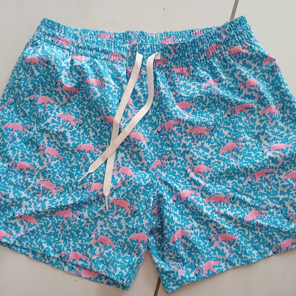 Chubbies Blue nd Pink Flamingo Pattern Swim Shorts